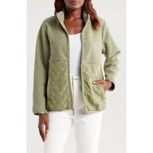 NEW TOMMY BAHAMA quilted faux sherpa jacket in sage